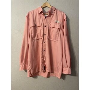 Magellan Outdoors Shirt Mens Medium Orange Fishing Vented Wicking Angler